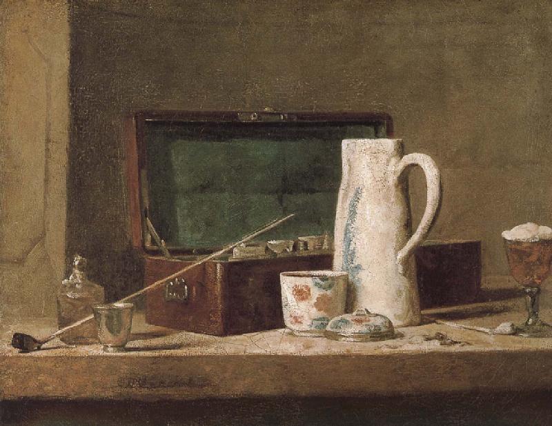 Jean Baptiste Simeon Chardin Pipe tobacco and alcohol containers browser